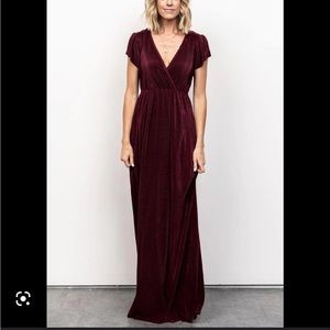 Athena Pleated Maxi Dress in Mulberry